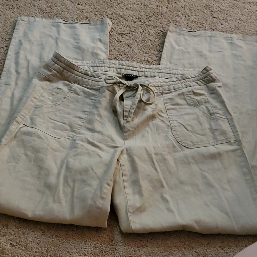 💚💚 khaki linen drawstring pants